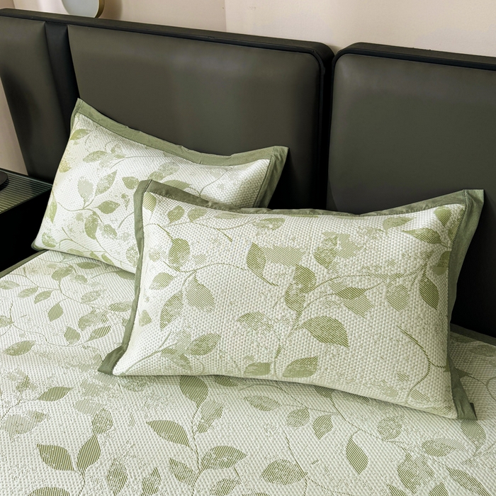 91家纺网 家纺一手货源 找家纺 凯罗 2026新款凉豆豆简约时尚风凉感豆豆凉席床席床笠-床席款 夏叶-碧绿