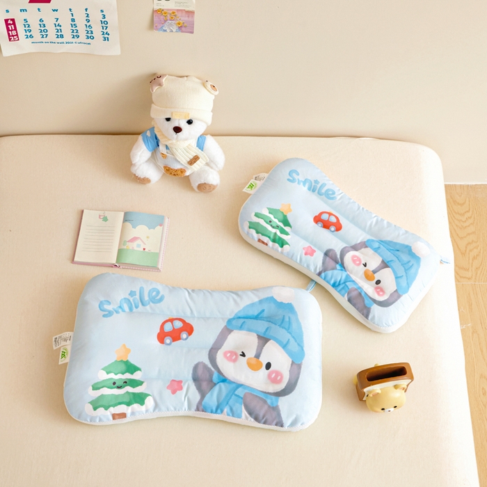 91家纺网 家纺一手货源 找家纺 鱼宝 2026新款A类全棉40S数码印花原创大版卡通豆豆枕枕头枕芯 企鹅