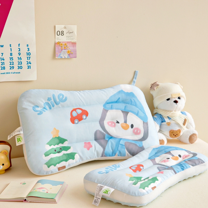 91家纺网 家纺一手货源 找家纺 鱼宝 2026新款A类全棉40S数码印花原创大版卡通豆豆枕枕头枕芯 企鹅