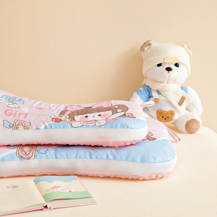 91家纺网 家纺一手货源 找家纺 鱼宝 2026新款A类全棉40S数码印花原创大版卡通豆豆枕枕头枕芯 甜梦公主