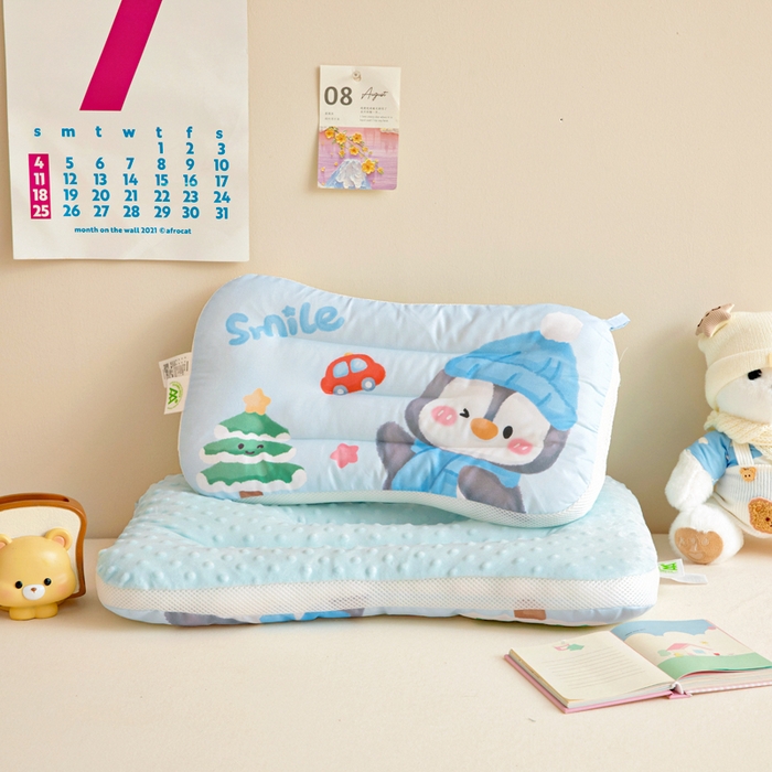 91家纺网 家纺一手货源 找家纺 鱼宝 2026新款A类全棉40S数码印花原创大版卡通豆豆枕枕头枕芯 企鹅