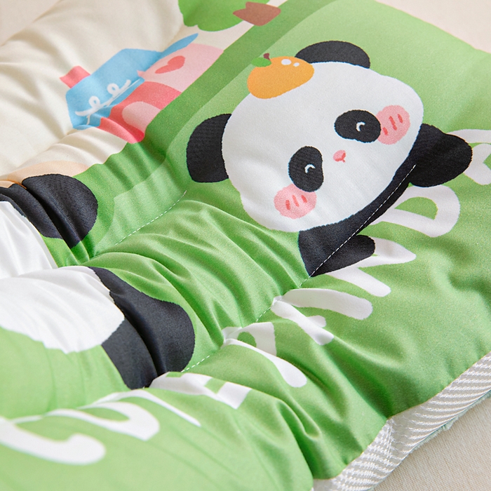 91家纺网 家纺一手货源 找家纺 鱼宝 2026新款A类全棉40S数码印花原创大版卡通豆豆枕枕头枕芯 熊猫