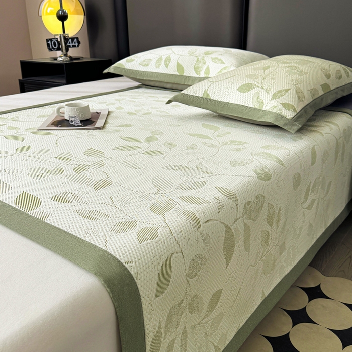 91家纺网 家纺一手货源 找家纺 凯罗 2026新款凉豆豆简约时尚风凉感豆豆凉席床席床笠-床席款 夏叶-碧绿