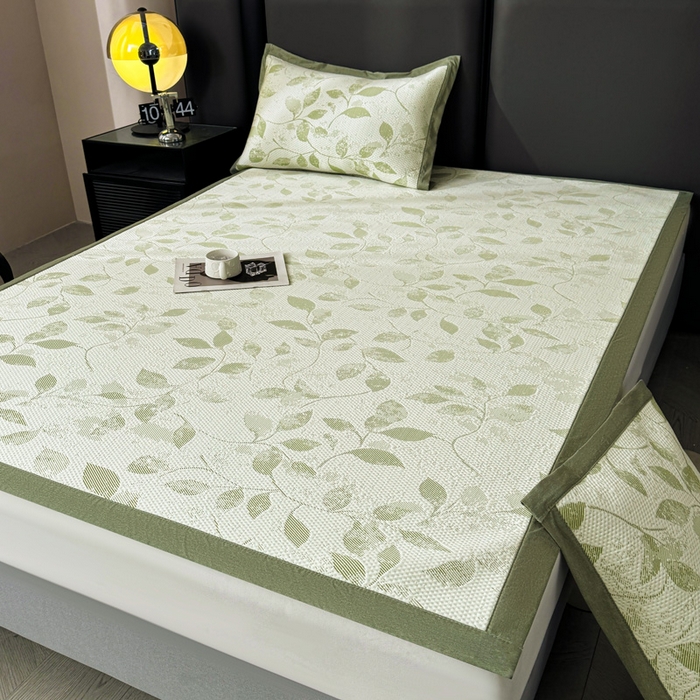 91家纺网 家纺一手货源 找家纺 凯罗 2026新款凉豆豆简约时尚风凉感豆豆凉席床席床笠-床席款 夏叶-碧绿