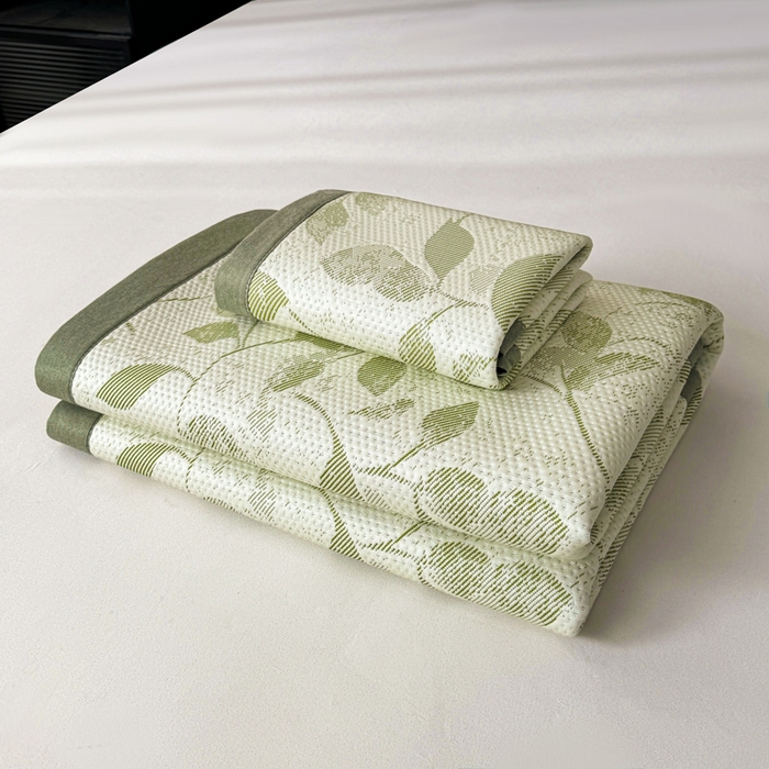 91家纺网 家纺一手货源 找家纺 凯罗 2026新款凉豆豆简约时尚风凉感豆豆凉席床席床笠-床席款 夏叶-碧绿