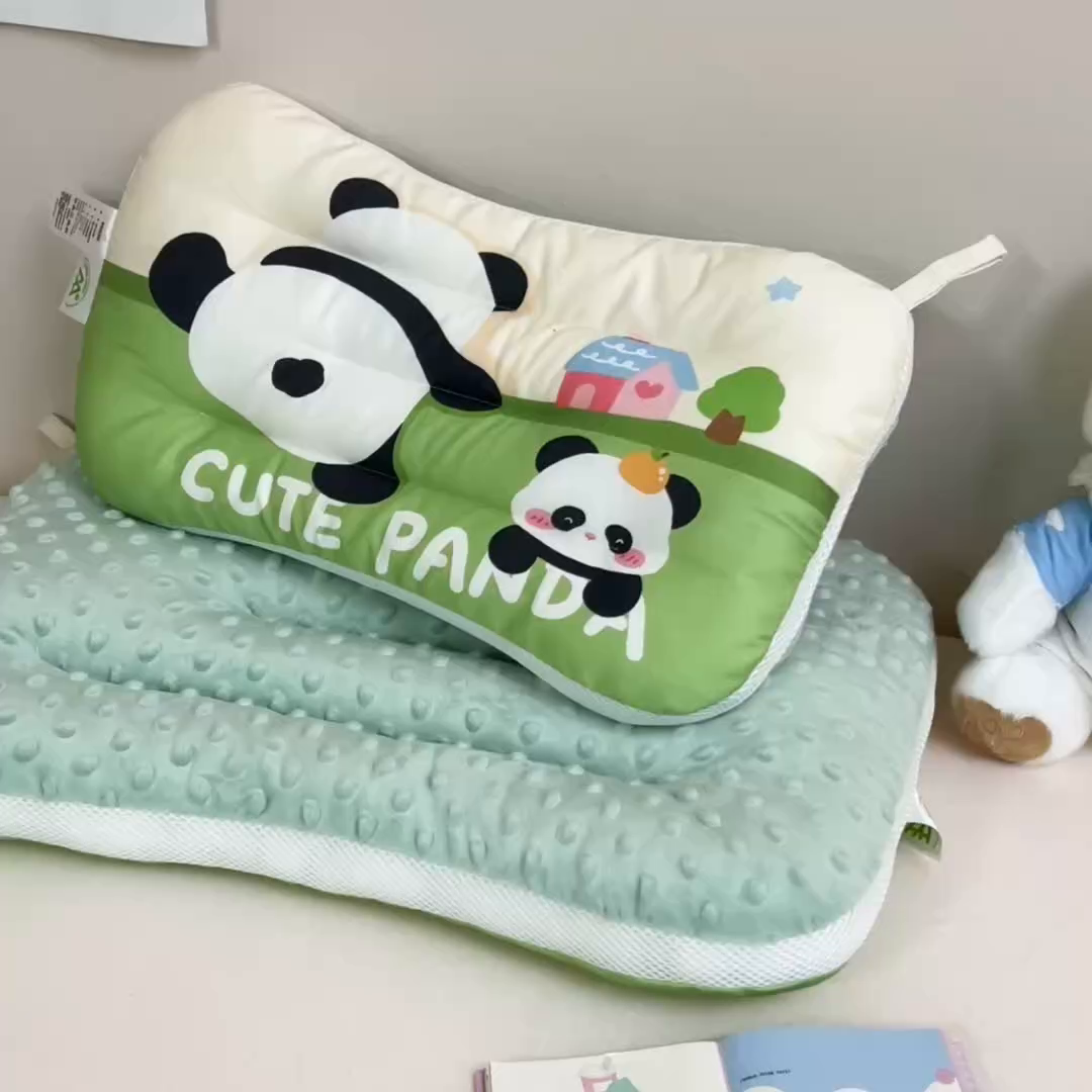 91家纺网 家纺一手货源 找家纺 鱼宝 2026新款A类全棉40S数码印花原创大版卡通豆豆枕枕头枕芯 熊猫