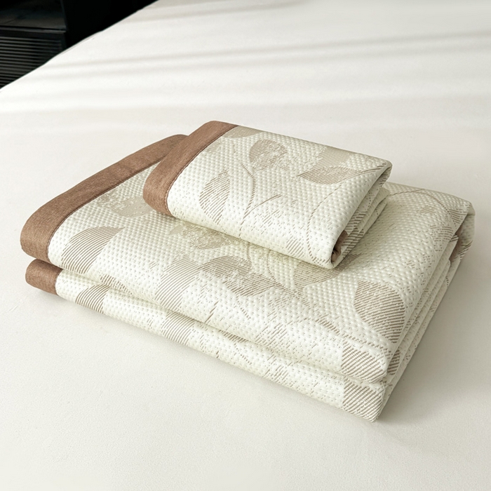 91家纺网 家纺一手货源 找家纺 凯罗 2026新款凉豆豆简约时尚风凉感豆豆凉席床席床笠-床席款 夏叶-奶咖