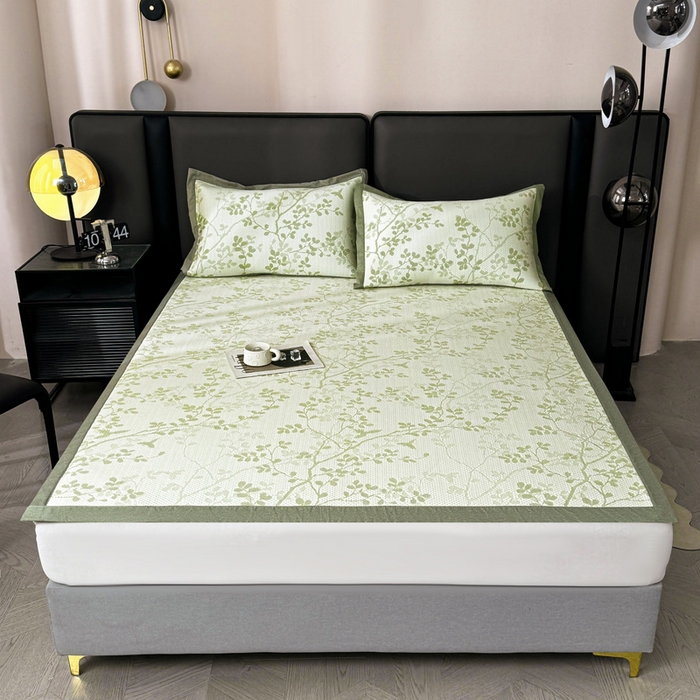 91家纺网 家纺一手货源 找家纺 凯罗 2026新款凉豆豆简约时尚风凉感豆豆凉席床席床笠-床席款 纤藤集-薄荷绿