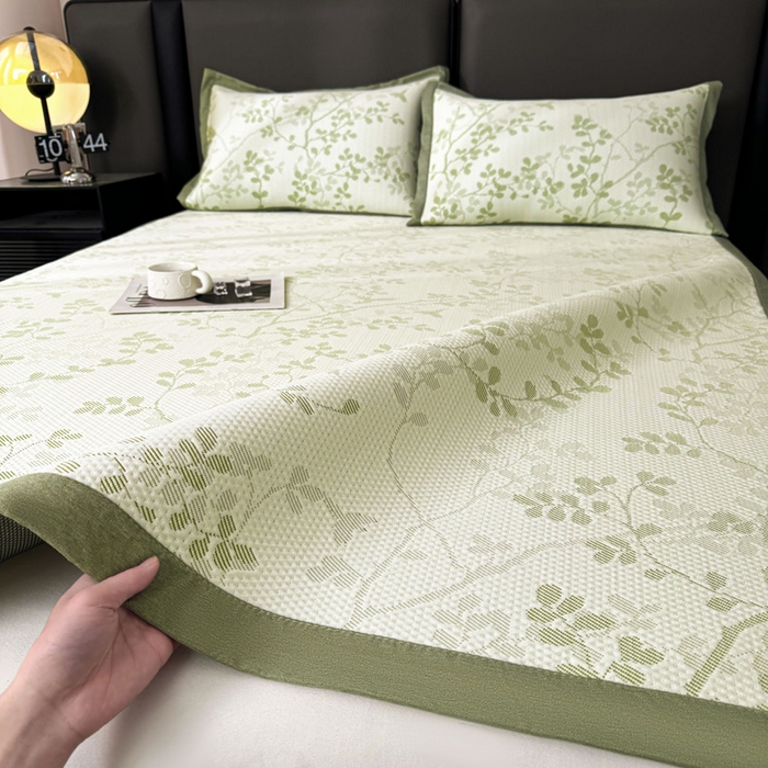 91家纺网 家纺一手货源 找家纺 凯罗 2026新款凉豆豆简约时尚风凉感豆豆凉席床席床笠-床席款 纤藤集-薄荷绿