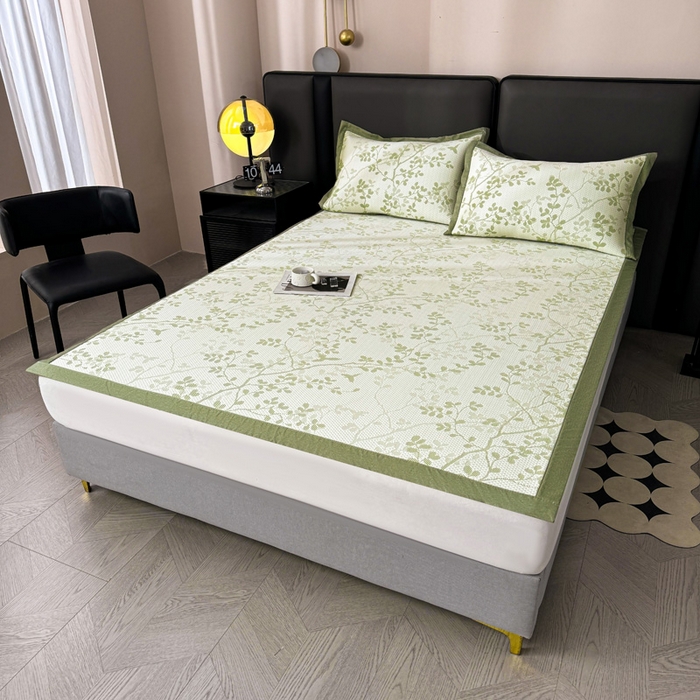 91家纺网 家纺一手货源 找家纺 凯罗 2026新款凉豆豆简约时尚风凉感豆豆凉席床席床笠-床席款 纤藤集-薄荷绿