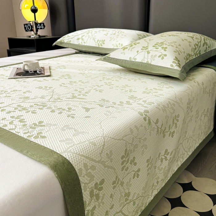 91家纺网 家纺一手货源 找家纺 凯罗 2026新款凉豆豆简约时尚风凉感豆豆凉席床席床笠-床席款 纤藤集-薄荷绿