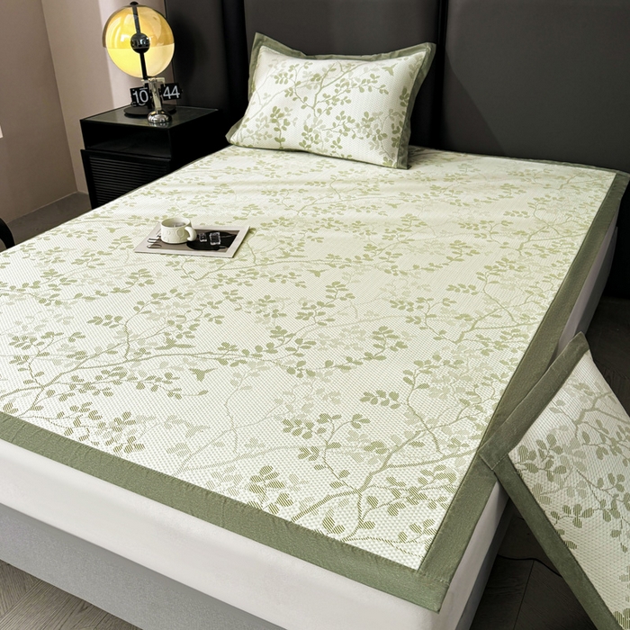 91家纺网 家纺一手货源 找家纺 凯罗 2026新款凉豆豆简约时尚风凉感豆豆凉席床席床笠-床席款 纤藤集-薄荷绿