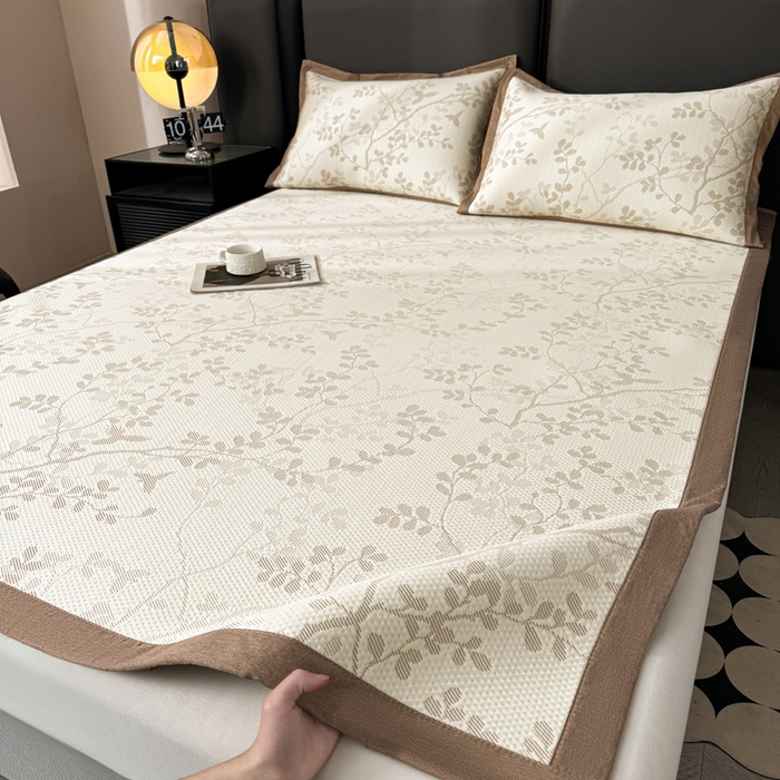 91家纺网 家纺一手货源 找家纺 凯罗 2026新款凉豆豆简约时尚风凉感豆豆凉席床席床笠-床席款 纤藤集-奶咖