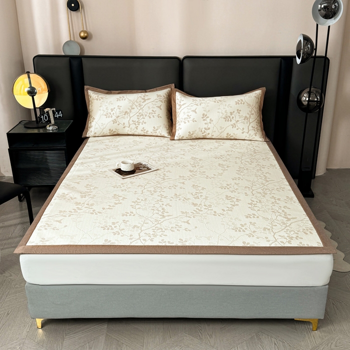 91家纺网 家纺一手货源 找家纺 凯罗 2026新款凉豆豆简约时尚风凉感豆豆凉席床席床笠-床席款 纤藤集-奶咖