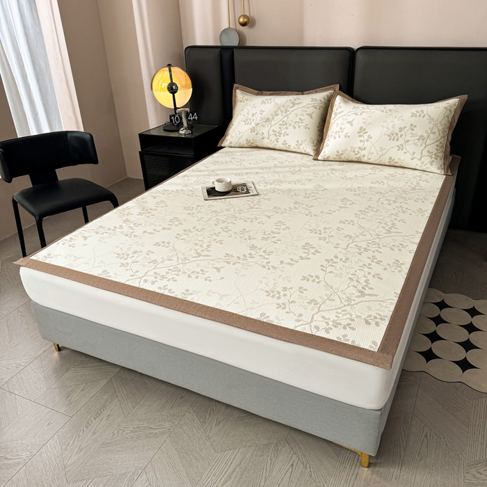 91家纺网 家纺一手货源 找家纺 凯罗 2026新款凉豆豆简约时尚风凉感豆豆凉席床席床笠-床席款 纤藤集-奶咖