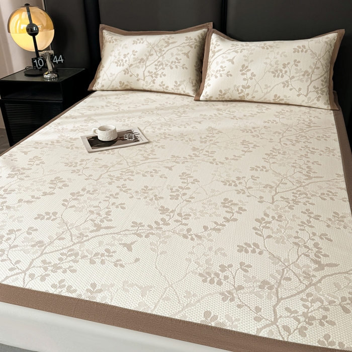 91家纺网 家纺一手货源 找家纺 凯罗 2026新款凉豆豆简约时尚风凉感豆豆凉席床席床笠-床席款 纤藤集-奶咖