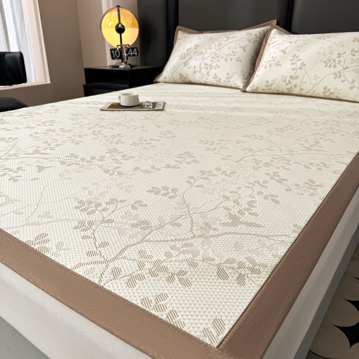 91家纺网 家纺一手货源 找家纺 凯罗 2026新款凉豆豆简约时尚风凉感豆豆凉席床席床笠-床席款 纤藤集-奶咖