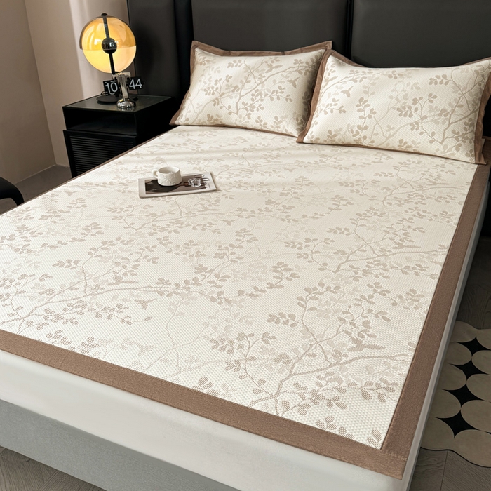 91家纺网 家纺一手货源 找家纺 凯罗 2026新款凉豆豆简约时尚风凉感豆豆凉席床席床笠-床席款 纤藤集-奶咖