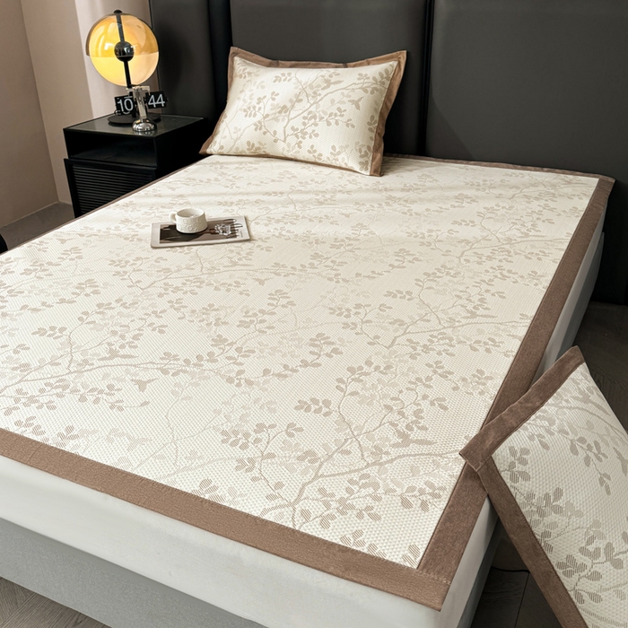 91家纺网 家纺一手货源 找家纺 凯罗 2026新款凉豆豆简约时尚风凉感豆豆凉席床席床笠-床席款 纤藤集-奶咖