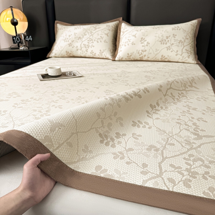 91家纺网 家纺一手货源 找家纺 凯罗 2026新款凉豆豆简约时尚风凉感豆豆凉席床席床笠-床席款 纤藤集-奶咖