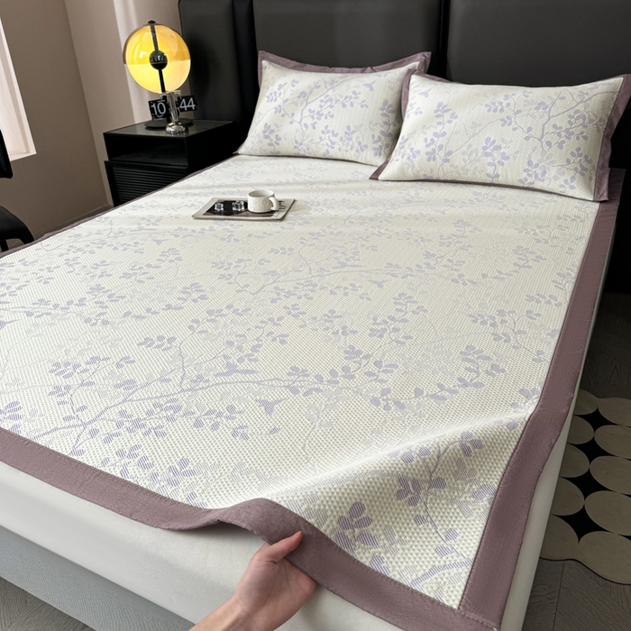 91家纺网 家纺一手货源 找家纺 凯罗 2026新款凉豆豆简约时尚风凉感豆豆凉席床席床笠-床席款 纤藤集-夏紫