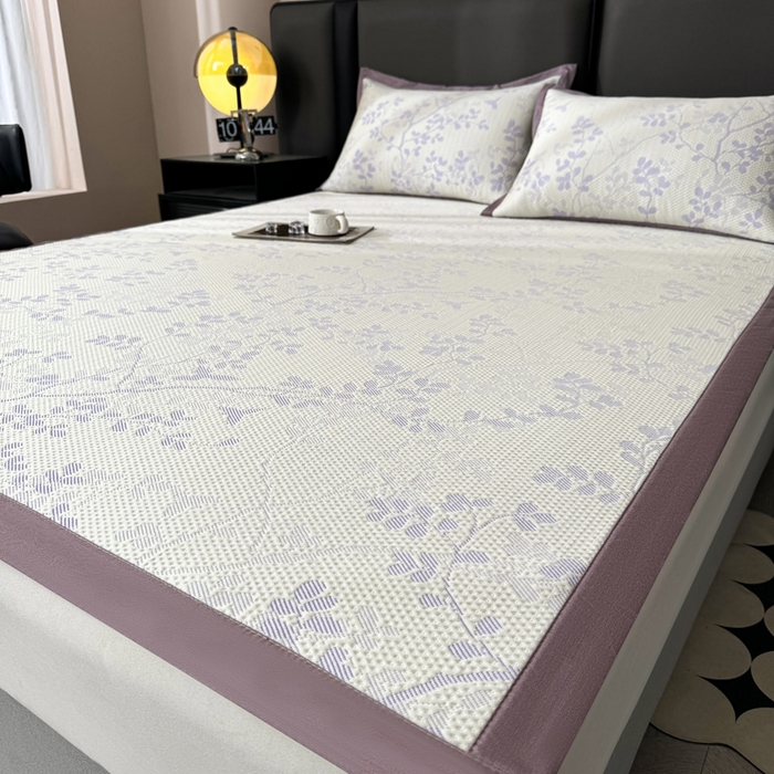 91家纺网 家纺一手货源 找家纺 凯罗 2026新款凉豆豆简约时尚风凉感豆豆凉席床席床笠-床席款 纤藤集-夏紫