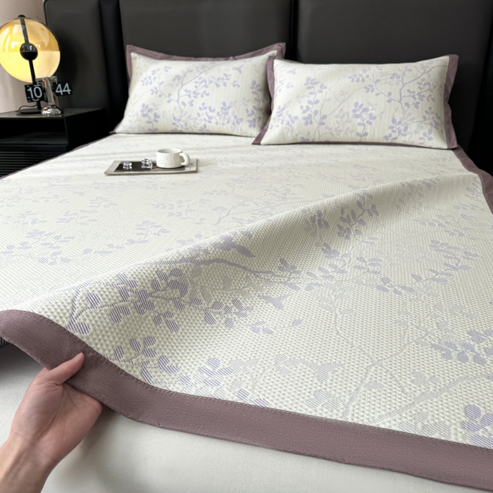 91家纺网 家纺一手货源 找家纺 凯罗 2026新款凉豆豆简约时尚风凉感豆豆凉席床席床笠-床席款 纤藤集-夏紫