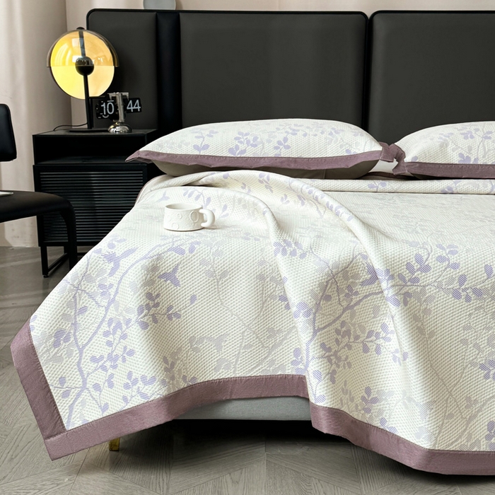 91家纺网 家纺一手货源 找家纺 凯罗 2026新款凉豆豆简约时尚风凉感豆豆凉席床席床笠-床席款 纤藤集-夏紫