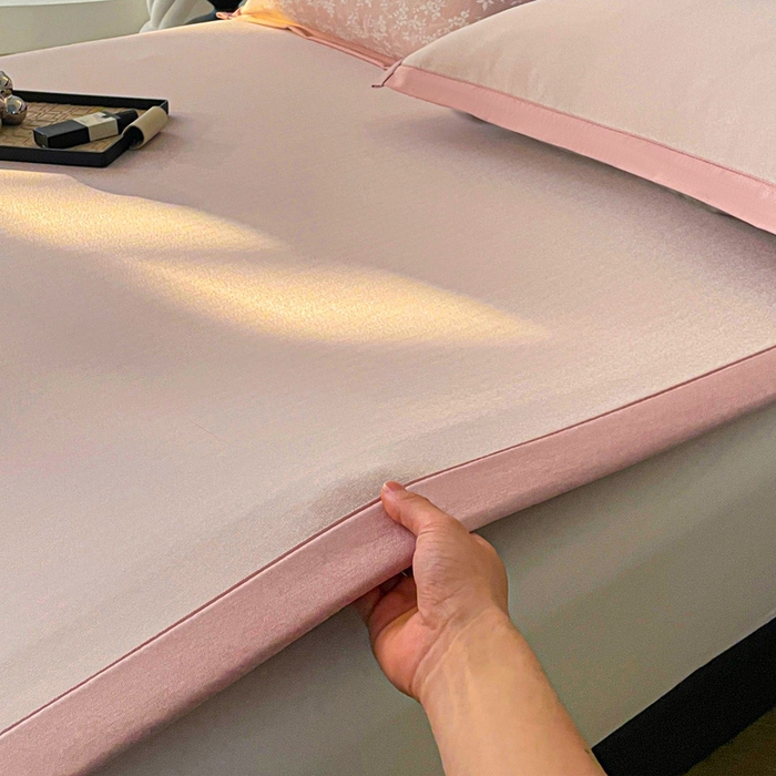 91家纺网 家纺一手货源 找家纺 （总）凯罗 2026新款凉感提花冰丝床笠床席三件套冰感抗菌床席床笠三件套--床席款