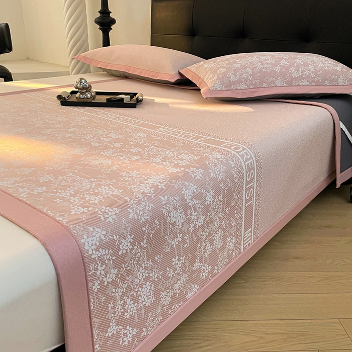 91家纺网 家纺一手货源 找家纺 （总）凯罗 2026新款凉感提花冰丝床笠床席三件套冰感抗菌床席床笠三件套--床席款