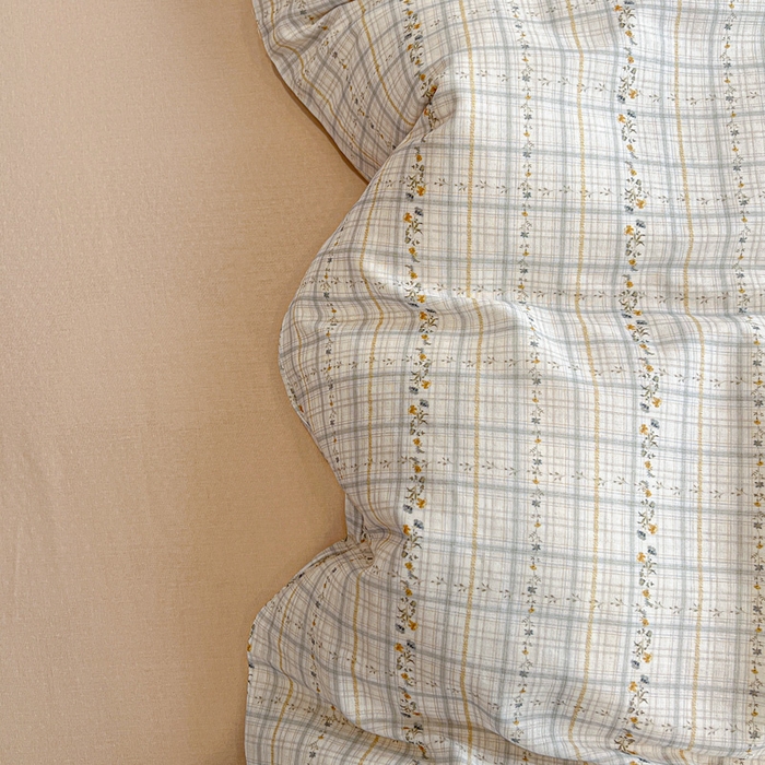 亿梵家居 2026新款A类母婴级有氧纯棉印花双面全棉双层纱四件套-床拍图浅韵