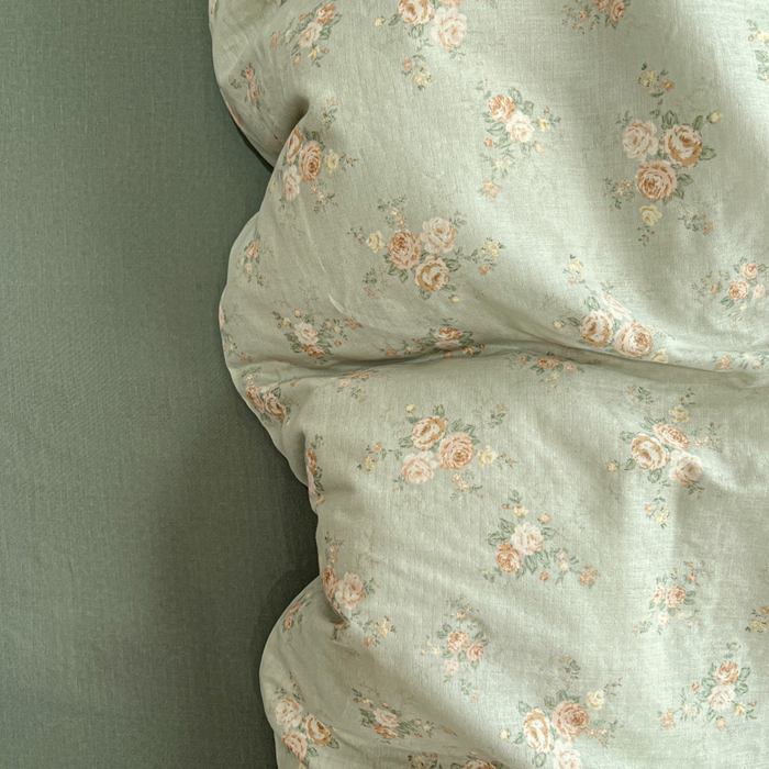 亿梵家居 2026新款A类母婴级有氧纯棉印花双面全棉双层纱四件套-床拍图盛茵斯-绿