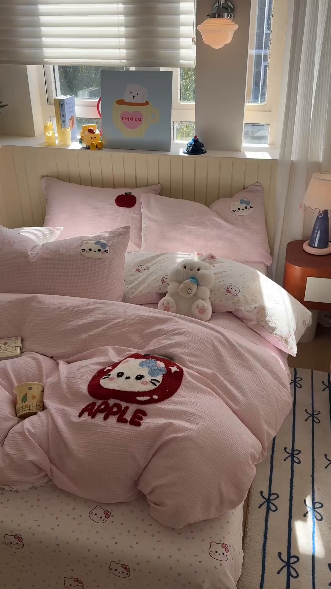 91家纺网 家纺一手货源 找家纺 艾特你 2026新款针织提花双层纱可爱毛巾绣四件套 糖果猫咪