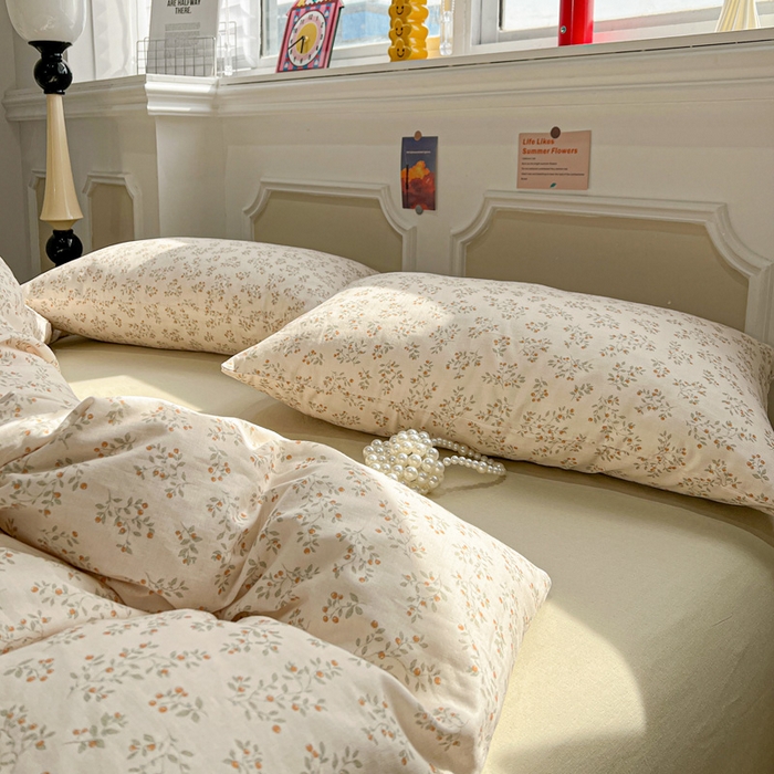 91家纺网 家纺一手货源 找家纺 亿梵家居 2026新款A类母婴级有氧纯棉印花双面全棉双层纱四件套-床拍图樱花漫野