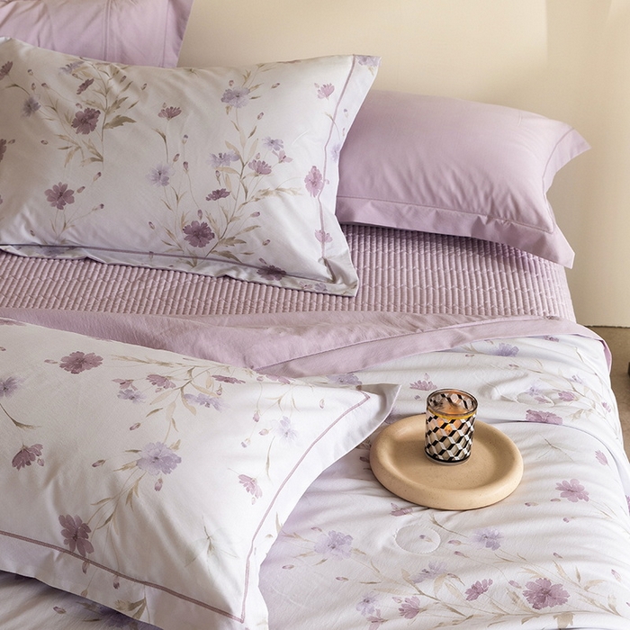 91家纺网 家纺一手货源 找家纺 立奥被业 2026新品冰丝棉夏被四件套竹节纱夏被四件套 翠韵春晓-粉