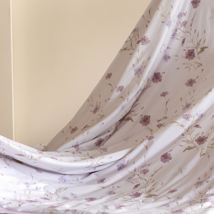 91家纺网 家纺一手货源 找家纺 立奥被业 2026新品冰丝棉夏被四件套竹节纱夏被四件套 翠韵春晓-粉