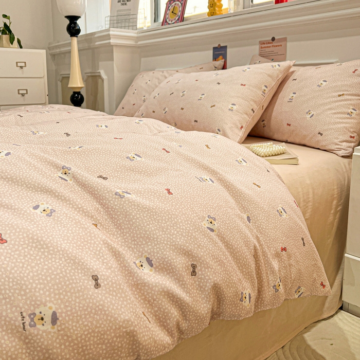 91家纺网 家纺一手货源 找家纺 亿梵家居 2026新款A类母婴级有氧纯棉印花双面全棉双层纱四件套-床拍图知梦