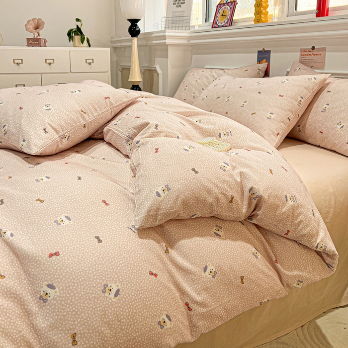 91家纺网 家纺一手货源 找家纺 亿梵家居 2026新款A类母婴级有氧纯棉印花双面全棉双层纱四件套-床拍图知梦