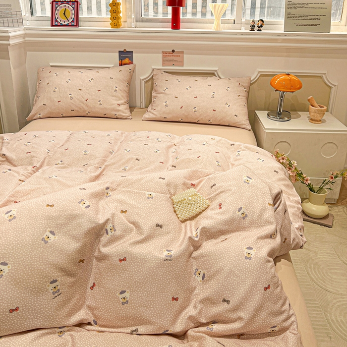 91家纺网 家纺一手货源 找家纺 亿梵家居 2026新款A类母婴级有氧纯棉印花双面全棉双层纱四件套-床拍图知梦