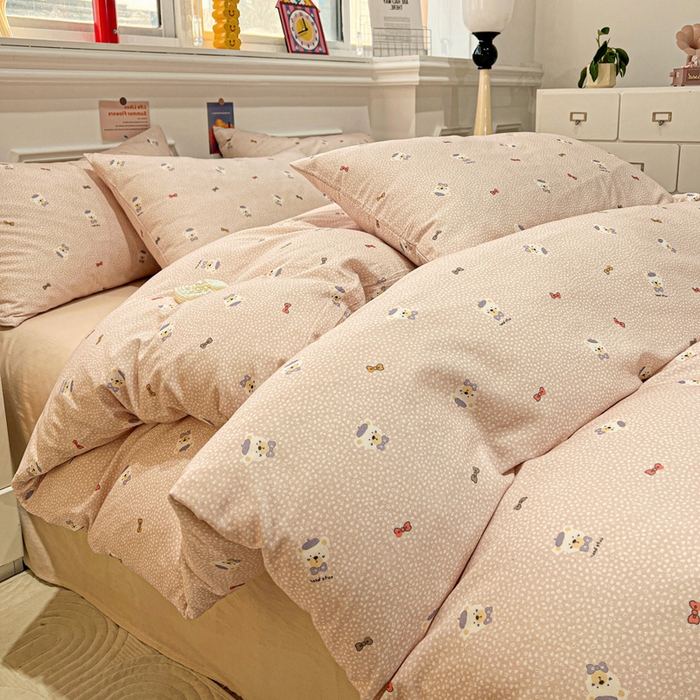 91家纺网 家纺一手货源 找家纺 亿梵家居 2026新款A类母婴级有氧纯棉印花双面全棉双层纱四件套-床拍图知梦