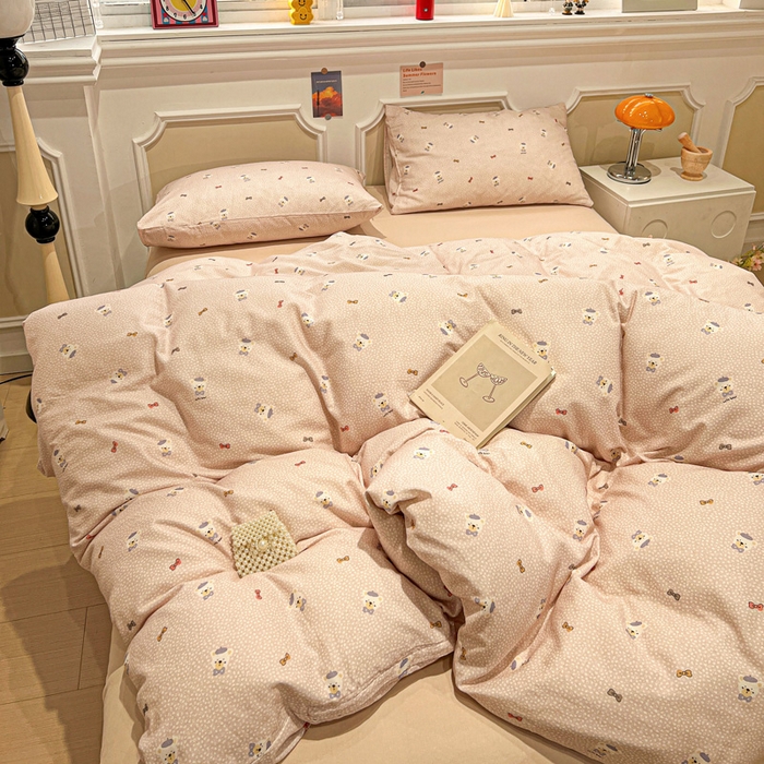 91家纺网 家纺一手货源 找家纺 亿梵家居 2026新款A类母婴级有氧纯棉印花双面全棉双层纱四件套-床拍图知梦