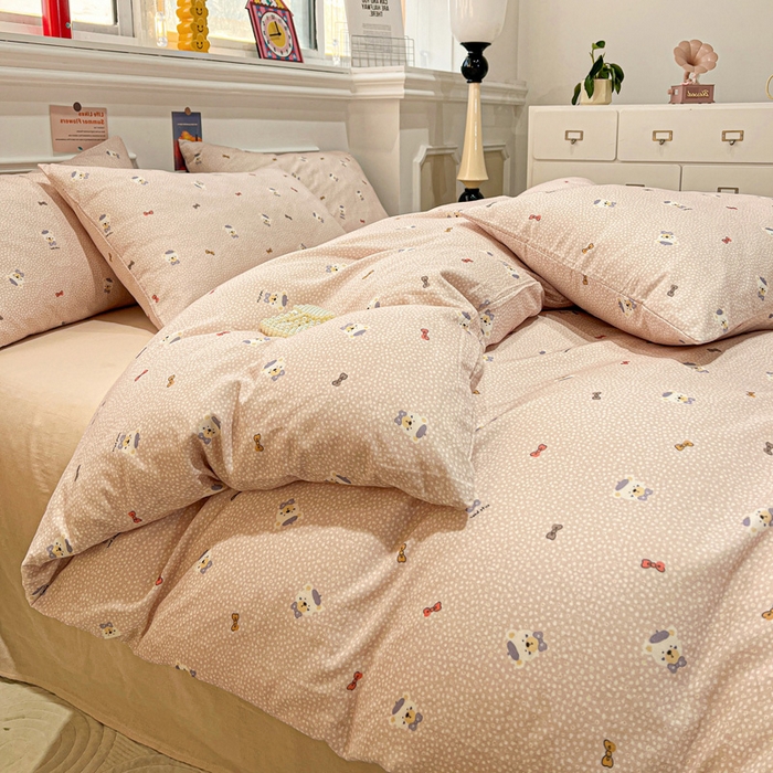 91家纺网 家纺一手货源 找家纺 亿梵家居 2026新款A类母婴级有氧纯棉印花双面全棉双层纱四件套-床拍图知梦