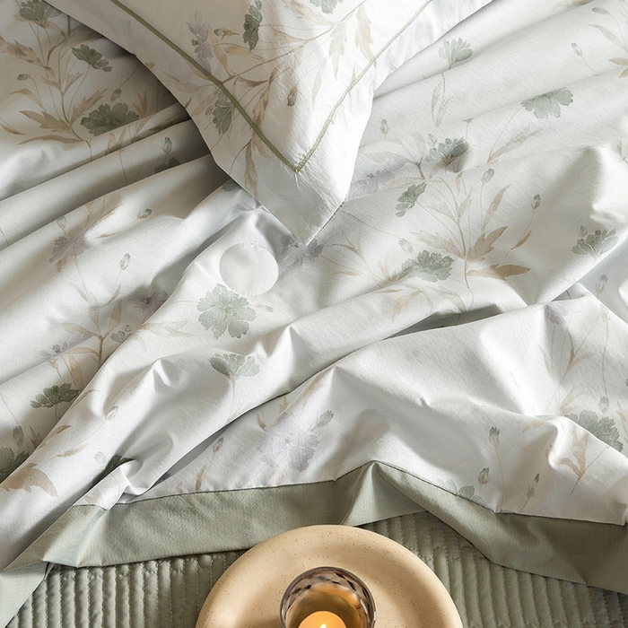 91家纺网 家纺一手货源 找家纺 立奥被业 2026新品冰丝棉夏被四件套竹节纱夏被四件套 翠韵春晓-绿