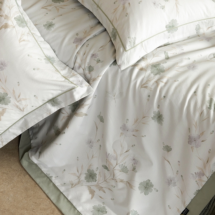 91家纺网 家纺一手货源 找家纺 立奥被业 2026新品冰丝棉夏被四件套竹节纱夏被四件套 翠韵春晓-绿