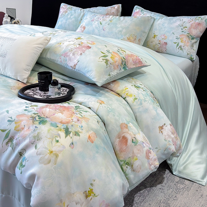 （总）优贝家纺 2026新款100%莱赛尔天丝面料数码印花四件套