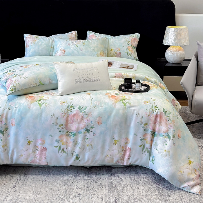 91家纺网 家纺一手货源 找家纺 （总）优贝家纺 2026新款100%莱赛尔天丝面料数码印花四件套