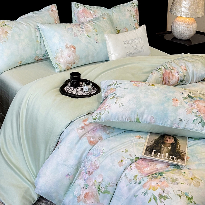 91家纺网 家纺一手货源 找家纺 （总）优贝家纺 2026新款100%莱赛尔天丝面料数码印花四件套