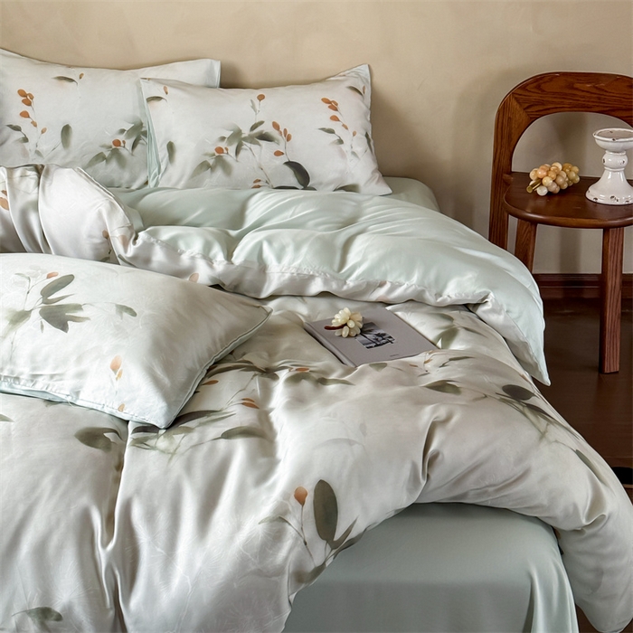 91家纺网 家纺一手货源 找家纺 优贝家纺 2026新款100%莱赛尔天丝面料数码印花四件套 漫月星花