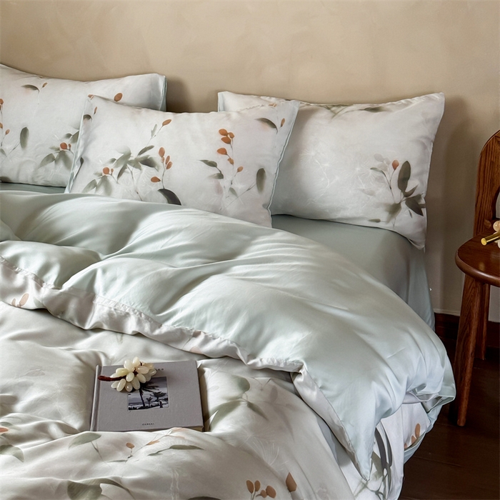 91家纺网 家纺一手货源 找家纺 优贝家纺 2026新款100%莱赛尔天丝面料数码印花四件套 漫月星花