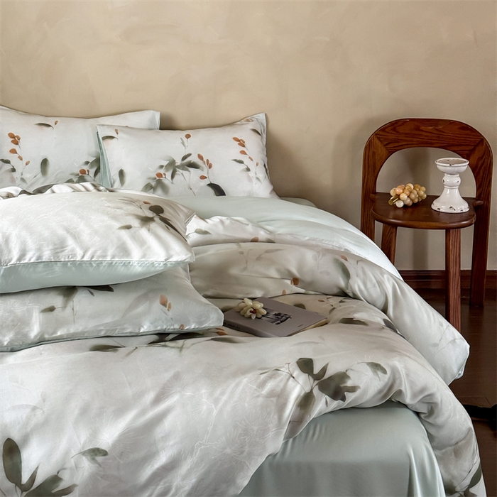 91家纺网 家纺一手货源 找家纺 优贝家纺 2026新款100%莱赛尔天丝面料数码印花四件套 漫月星花